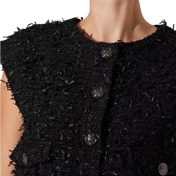ASTR the Label Black Sleeveless Pedrine Tweed Vest button front top - Picture 2 of 6